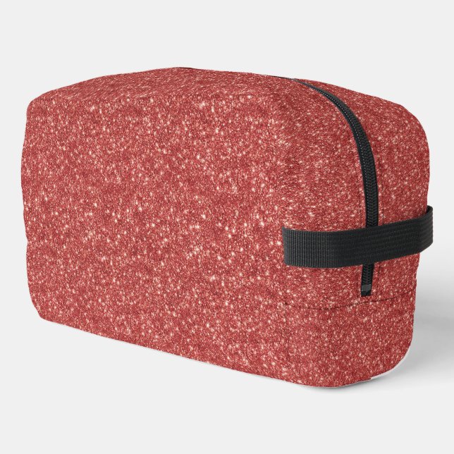 Red Faux Glitter Dopp Kit (Left Corner)