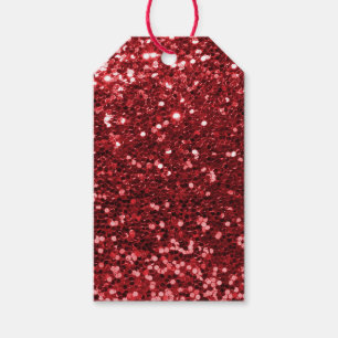 Red Faux Glitter Gift Tags