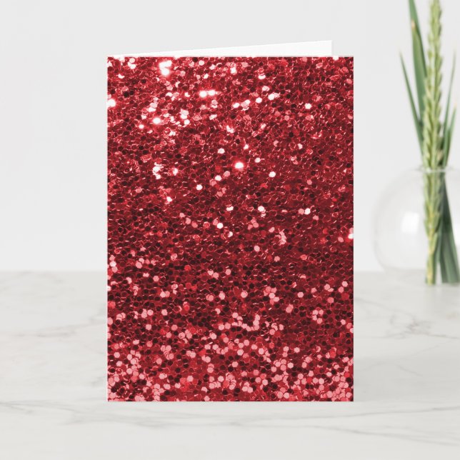 Red Faux Glitter Holiday Card (Front)
