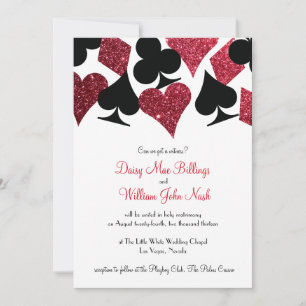 Red Faux Glitter Las Vegas Wedding Invitation