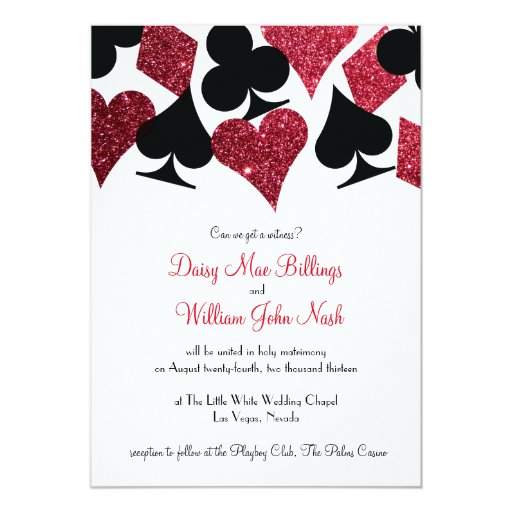 Image of Red Faux Glitter Las Vegas Wedding Invitation