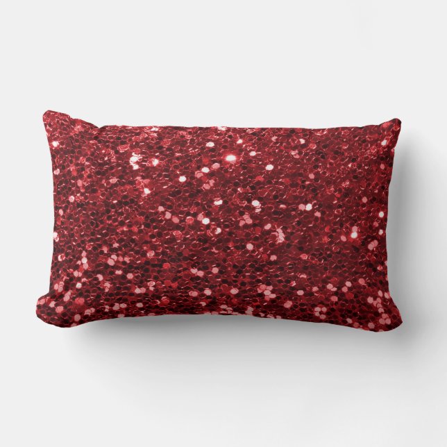 Red Faux Glitter Lumbar Cushion (Front)