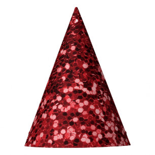 Red Faux Glitter Party Hat