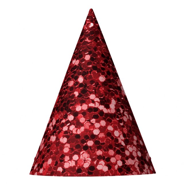 Red Faux Glitter Party Hat (Front)