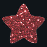 Red Faux Glitter Star Sticker<br><div class="desc">Glamourous large red faux glitter.
PLEASE NOTE:  These are flat printed graphics - no raised parts.</div>