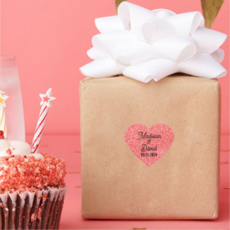 Red Faux Glitter Wedding Design Heart Sticker