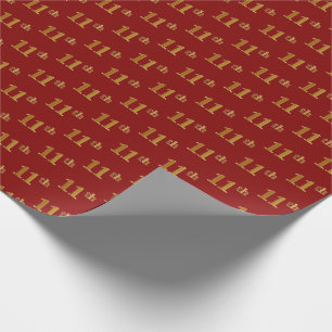 Red, Faux Gold 11th (Eleventh) Event Wrapping Paper