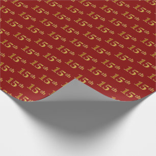 Red, Faux Gold 15th (Fifteenth) Event Wrapping Paper