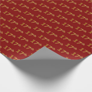 Red, Faux Gold 17th (Seventeenth) Event Wrapping Paper