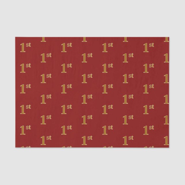 Red, Faux Gold 1st (First) Event Tissue Paper (Front)