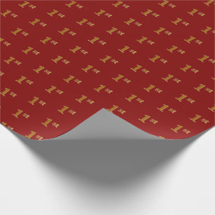 Red, Faux Gold 1st (First) Event Wrapping Paper