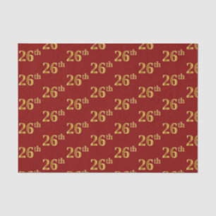 Red, Faux Gold 26th (Twenty-Sixth) Event Tissue Paper