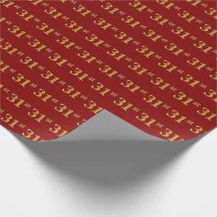 Red, Faux Gold 31st (Thirty-First) Event Wrapping Paper
