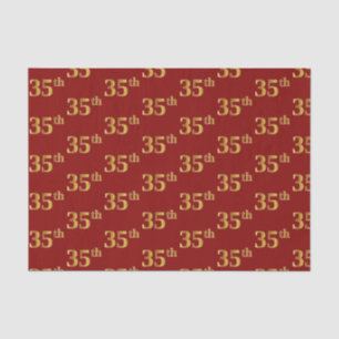 Red, Faux Gold 35th (Thirty-Fifth) Event Tissue Paper
