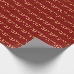 Red, Faux Gold 37th (Thirty-Seventh) Event Wrapping Paper