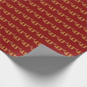 Red, Faux Gold 43rd (Forty-Third) Event Wrapping Paper