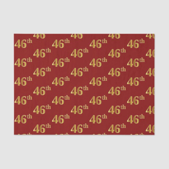 Red, Faux Gold 46th (Forty-Sixth) Event Tissue Paper (Front)