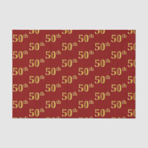Red, Faux Gold 50th (Fiftieth) Event Tissue Paper