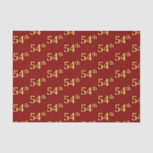 Red, Faux Gold 54th (Fifty-Fourth) Event Tissue Paper