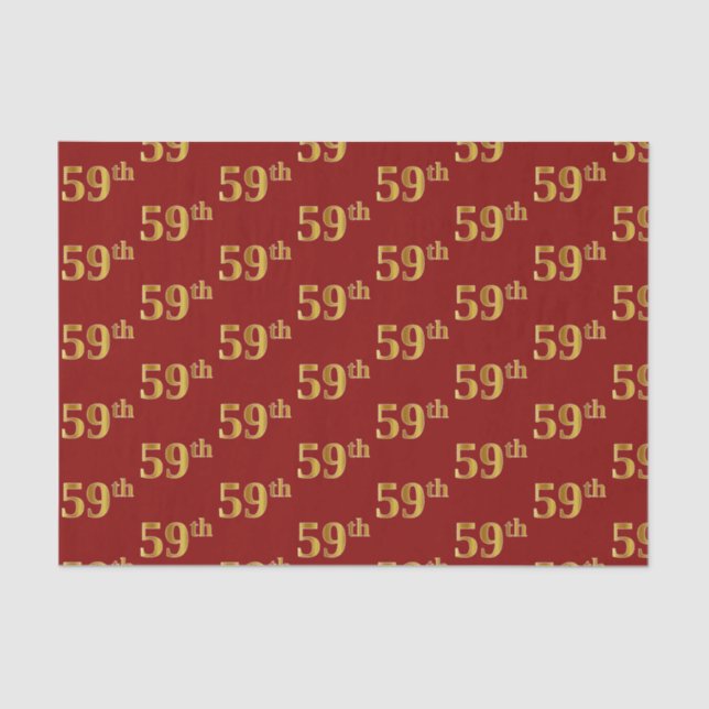 Red, Faux Gold 59th (Fifty-Ninth) Event Tissue Paper (Front)