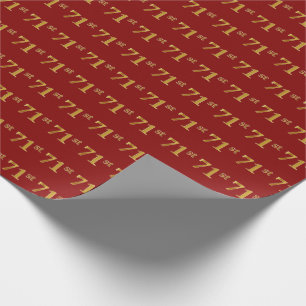 Red, Faux Gold 71st (Seventy-First) Event Wrapping Paper