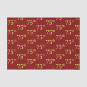 Red, Faux Gold 75th (Seventy-Fifth) Event Tissue Paper