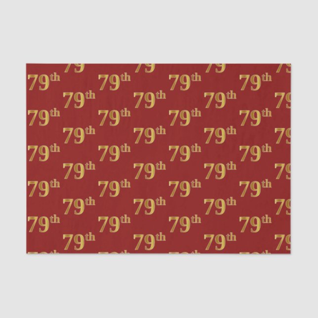 Red, Faux Gold 79th (Seventy-Ninth) Event Tissue Paper (Front)