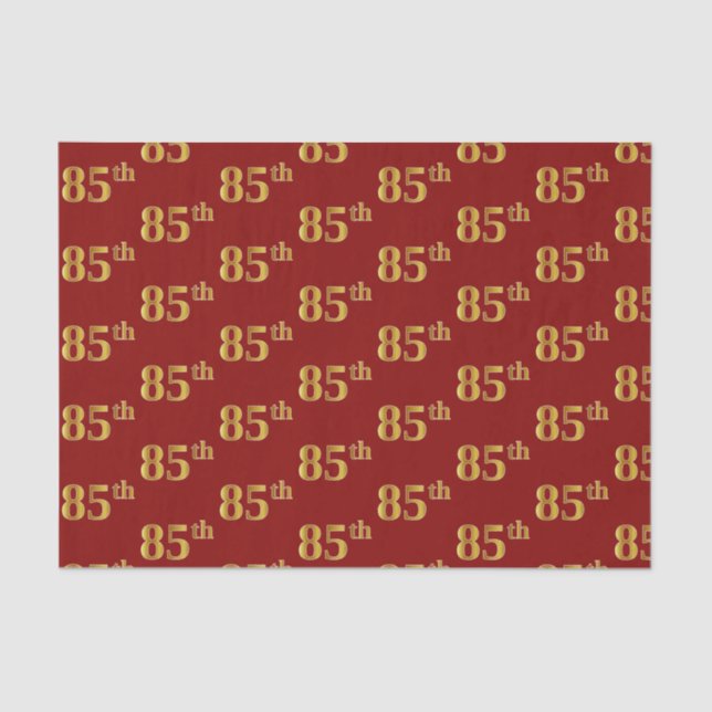 Red, Faux Gold 85th (Eighty-Fifth) Event Tissue Paper (Front)