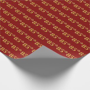Red, Faux Gold 85th (Eighty-Fifth) Event Wrapping Paper