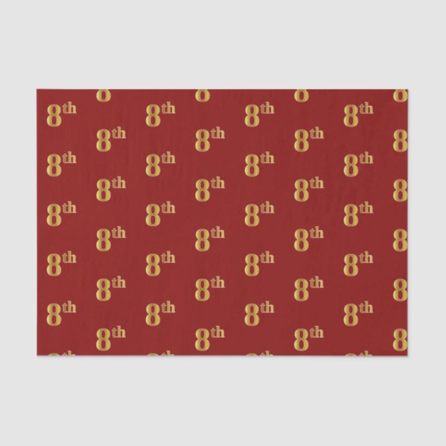 Red, Faux Gold 8th (Eighth) Event Tissue Paper (Front)