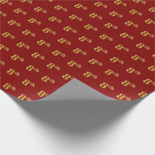 Red, Faux Gold 8th (Eighth) Event Wrapping Paper