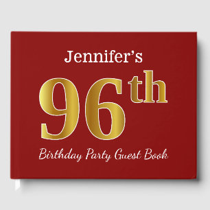 Red, Faux Gold 96th Birthday Party + Custom Name Guest Book