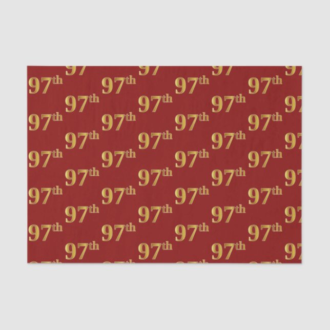Red, Faux Gold 97th (Ninety-Seventh) Event Tissue Paper (Front)