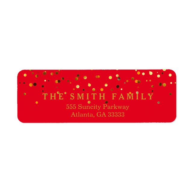 Red Faux Gold Glitter Foil Confetti Holiday (Front)