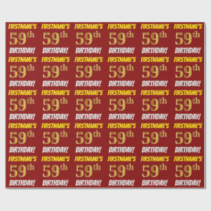 Red, Faux/Imitation Gold, "59th BIRTHDAY" Wrapping Paper
