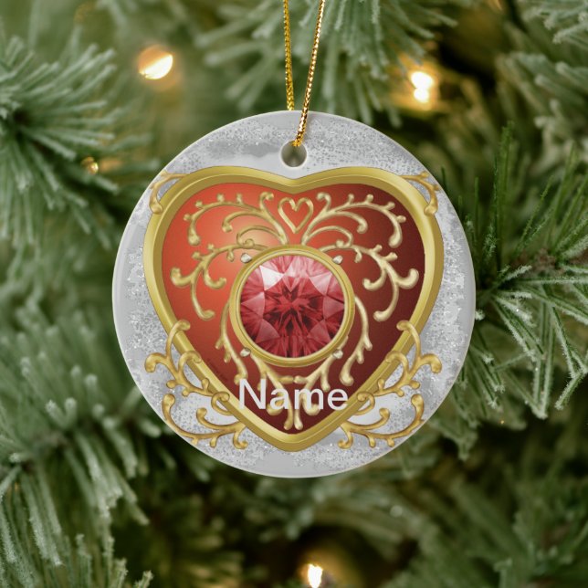 Red Faux Jewel Heart  fairy ornament (Tree)