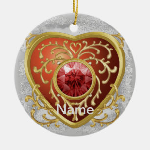 Red Faux Jewel Heart fairy ornament