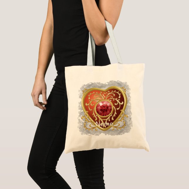 Red Faux Jewel Heart   fairy  tote bag (Front (Product))