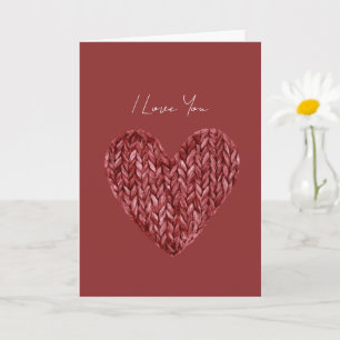 Red Faux Knitt Heart I Love You Card