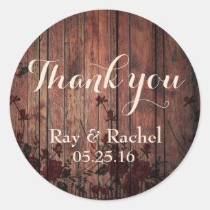 Red Faux Lace Floral Thank you Classic Round Sticker