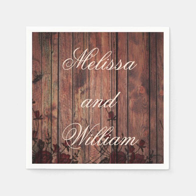 Red Faux Lace Wedding Napkin (Front)