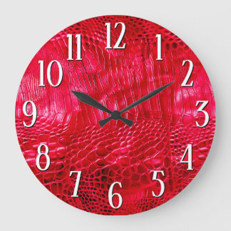 Red Faux Leather Large Clock