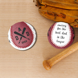 Red Faux Leather Monogrammed Happy Father's Day Baseball