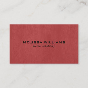 Red faux leather texture business card