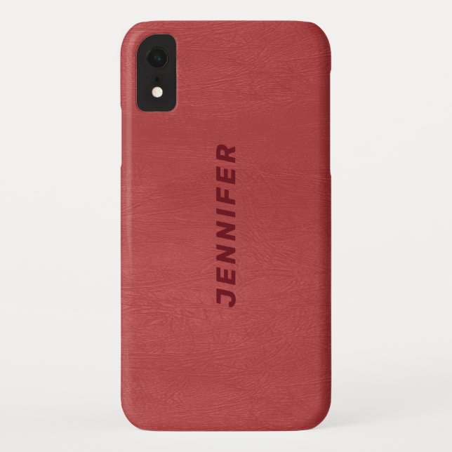 Red Faux Leather Texture Case-Mate iPhone Case (Back)
