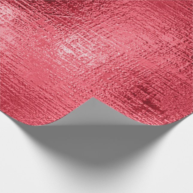 Red Faux Metallic Christmas Xmas Holiday Wrapping Paper (Corner)