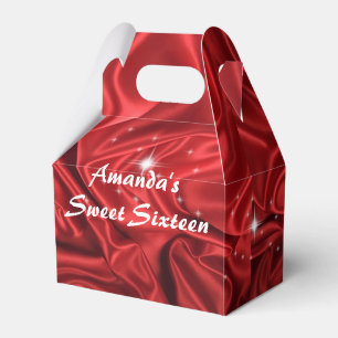 Red Faux Satin, Sweet Sixteen, Birthday Party Favour Box