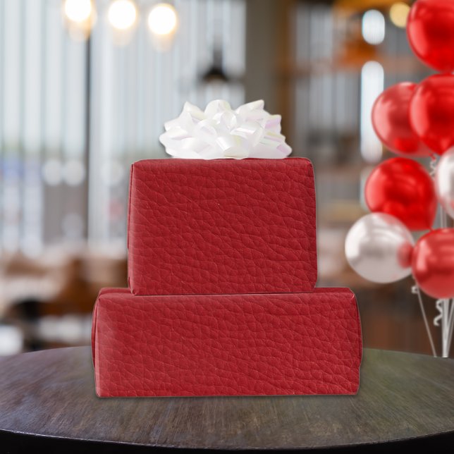 Red Faux Textured Leather Wrapping Paper (Creator Uploaded)
