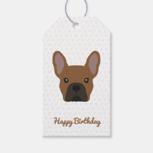 Red Fawn French Bulldog Birthday Gift Tags