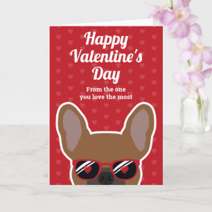 Red Fawn French Bulldog Valentine's Day Card